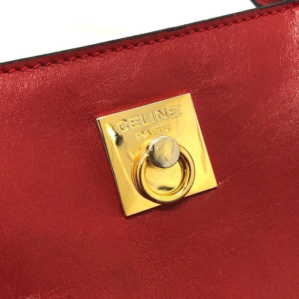 CELINE Mini tote Bag Hand Bag Leather Red - Picture 2 of 12